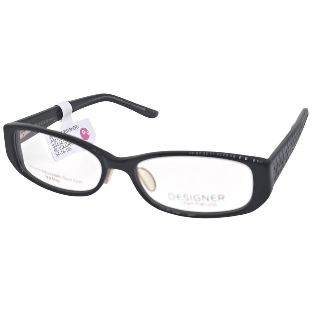 Designer FM15052 BKGRY Eyeglass Frames Women 54-16-135 Black Grey Rectangular